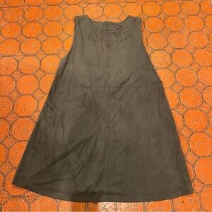 Mod 60s 70s style Sleeveless A-Line suede Dress in Dark Olive green large